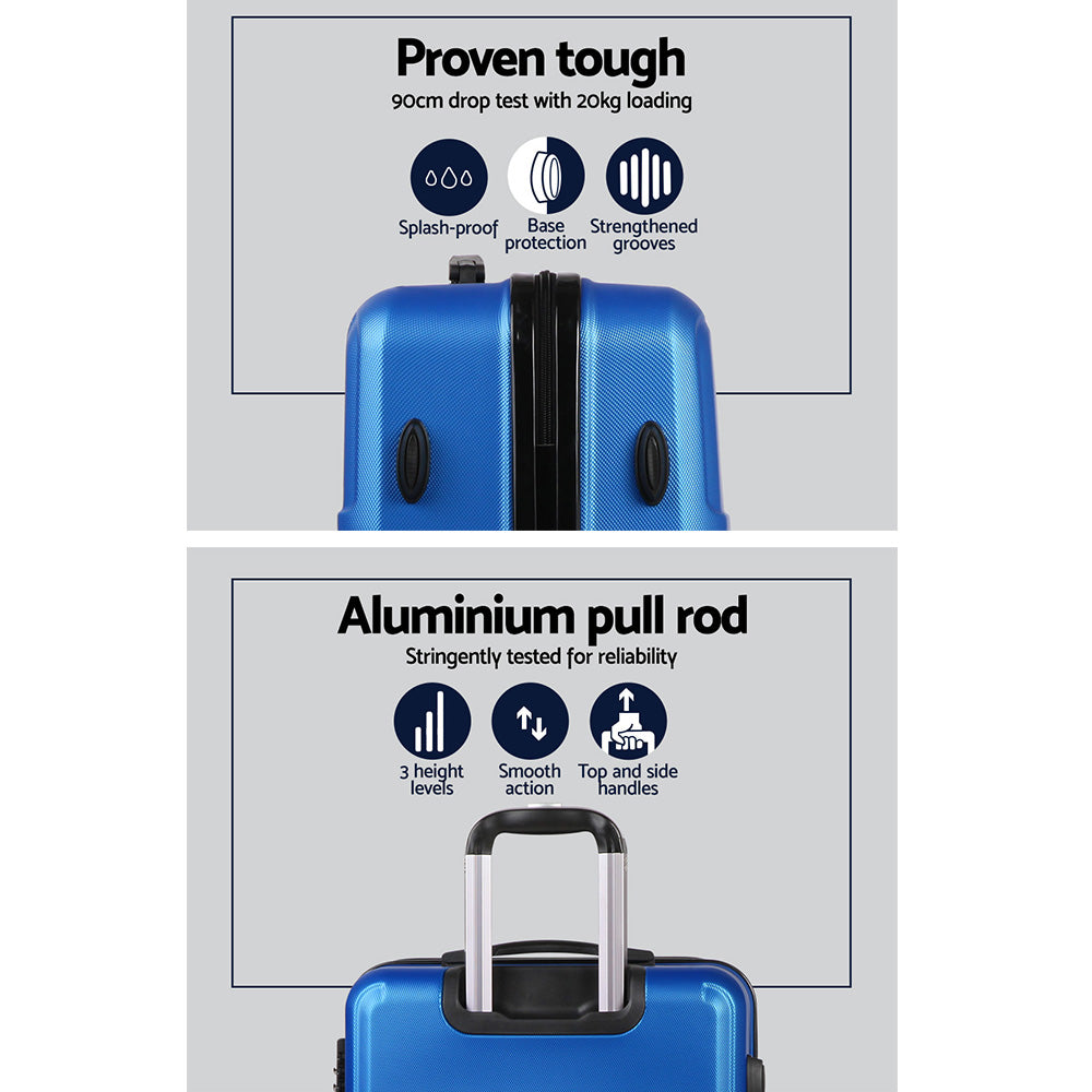 Suitcases: Wanderlite 20" 24" 28" Luggage with TSA Lock Spinner Travel Suitcase Carry On Hard Shell Luggage Case Blue