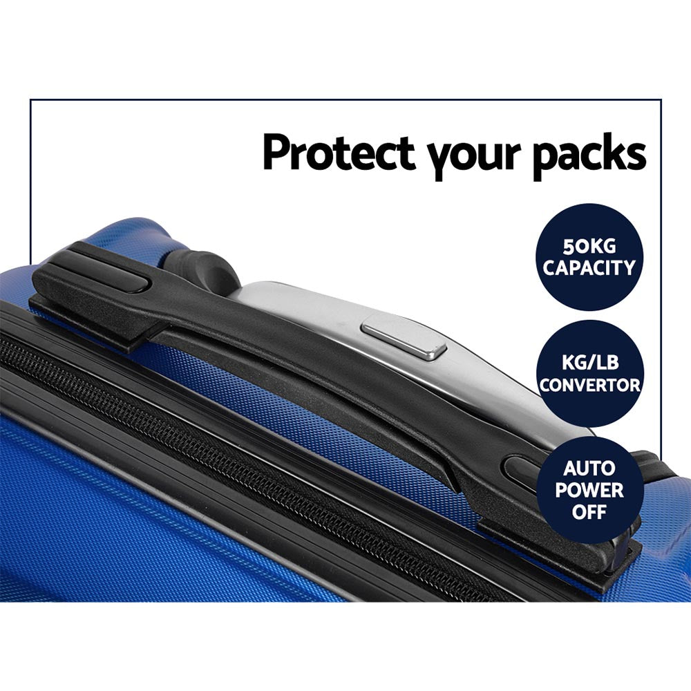 Suitcases: Wanderlite 20" 24" 28" Luggage with TSA Lock Spinner Travel Suitcase Carry On Hard Shell Luggage Case Blue