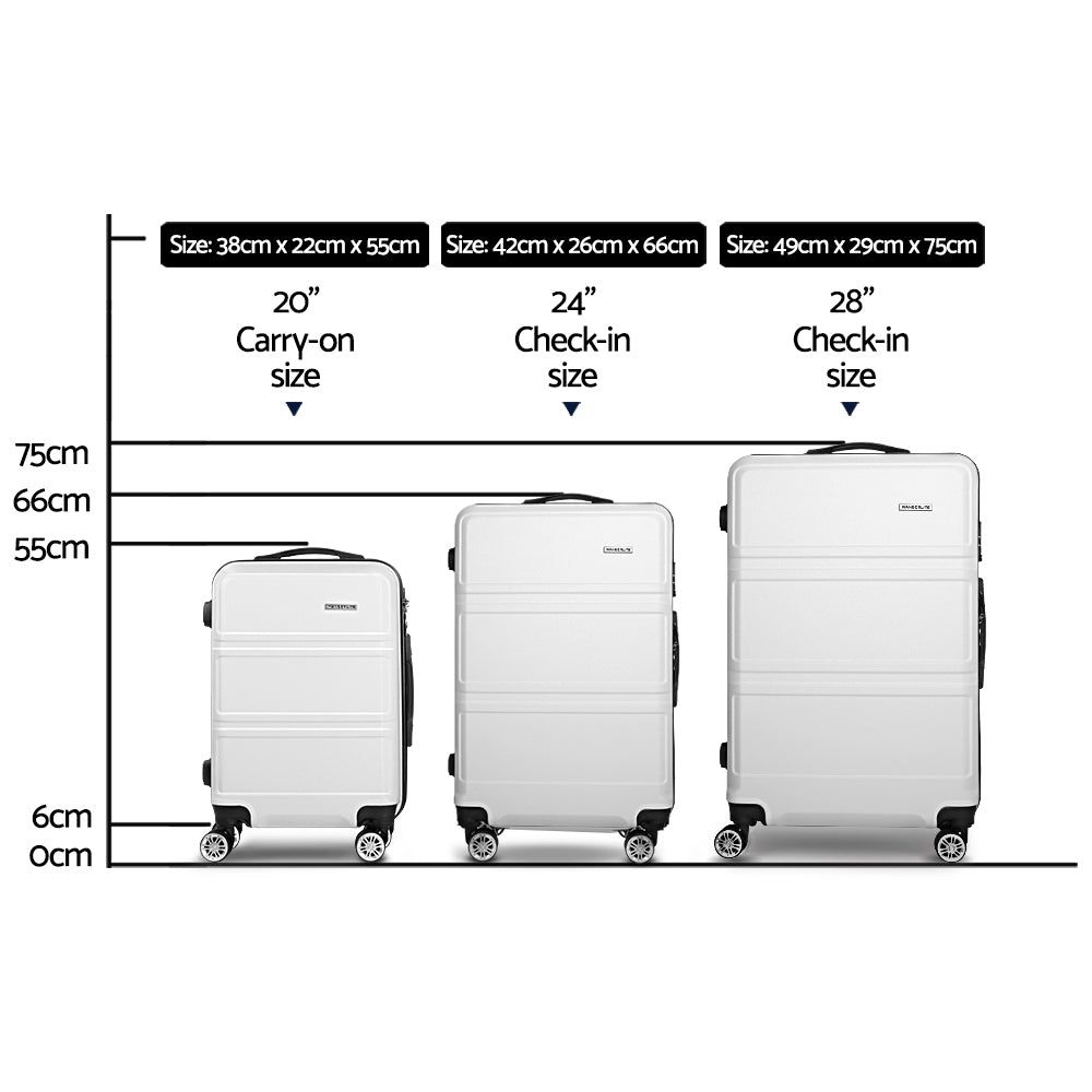 Suitcases: Wanderlite 20" 24" 28" Luggage with TSA Lock Spinner Travel Suitcase Carry On Hard Shell Luggage Case White