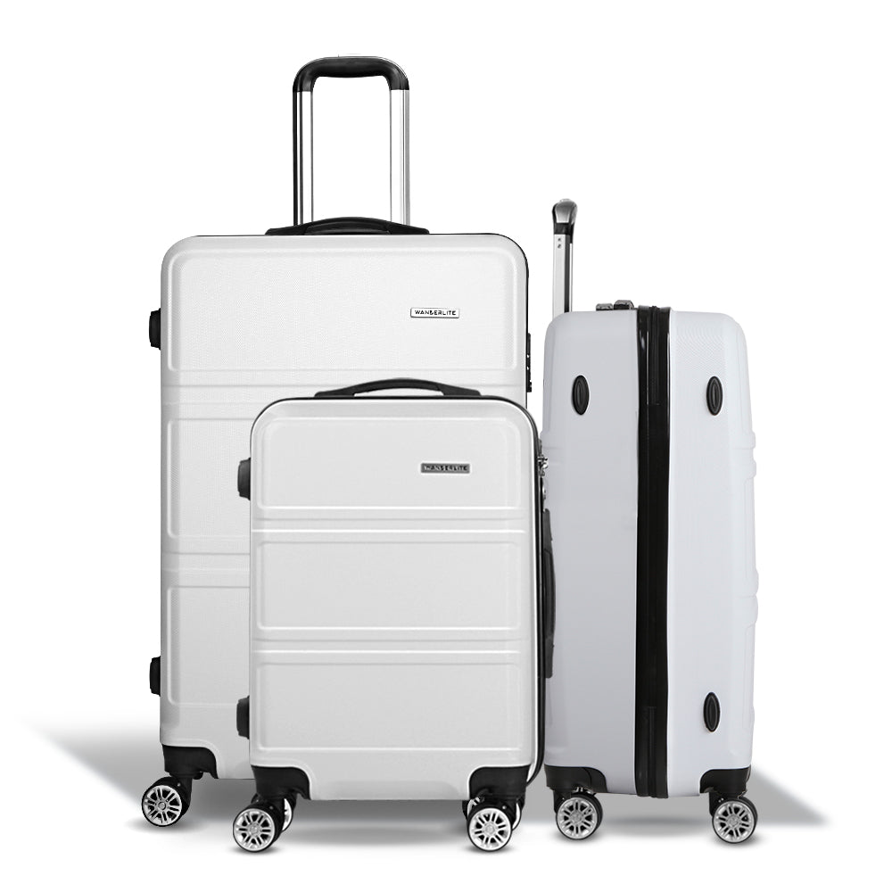 Suitcases: Wanderlite 20" 24" 28" Luggage with TSA Lock Spinner Travel Suitcase Carry On Hard Shell Luggage Case White