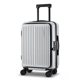 Suitcases: Wanderlite 20" Luggage Suitcase Front Pocket Travel Carry On Dual TSA Silver