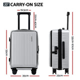 Suitcases: Wanderlite 20" Luggage Suitcase Front Pocket Travel Carry On Dual TSA Silver