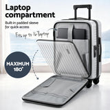 Suitcases: Wanderlite 20" Luggage Suitcase Front Pocket Travel Carry On Dual TSA Silver