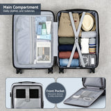 Suitcases: Wanderlite 20" Luggage Suitcase Front Pocket Travel Carry On Dual TSA Silver