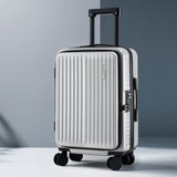 Suitcases: Wanderlite 20" Luggage Suitcase Front Pocket Travel Carry On Dual TSA Silver