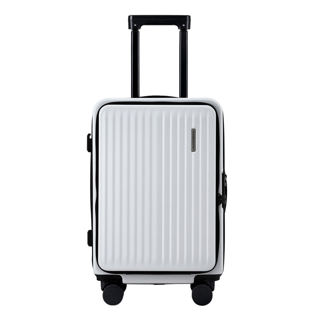 Suitcases: Wanderlite 20" Luggage Suitcase Front Pocket Travel Carry On Dual TSA White