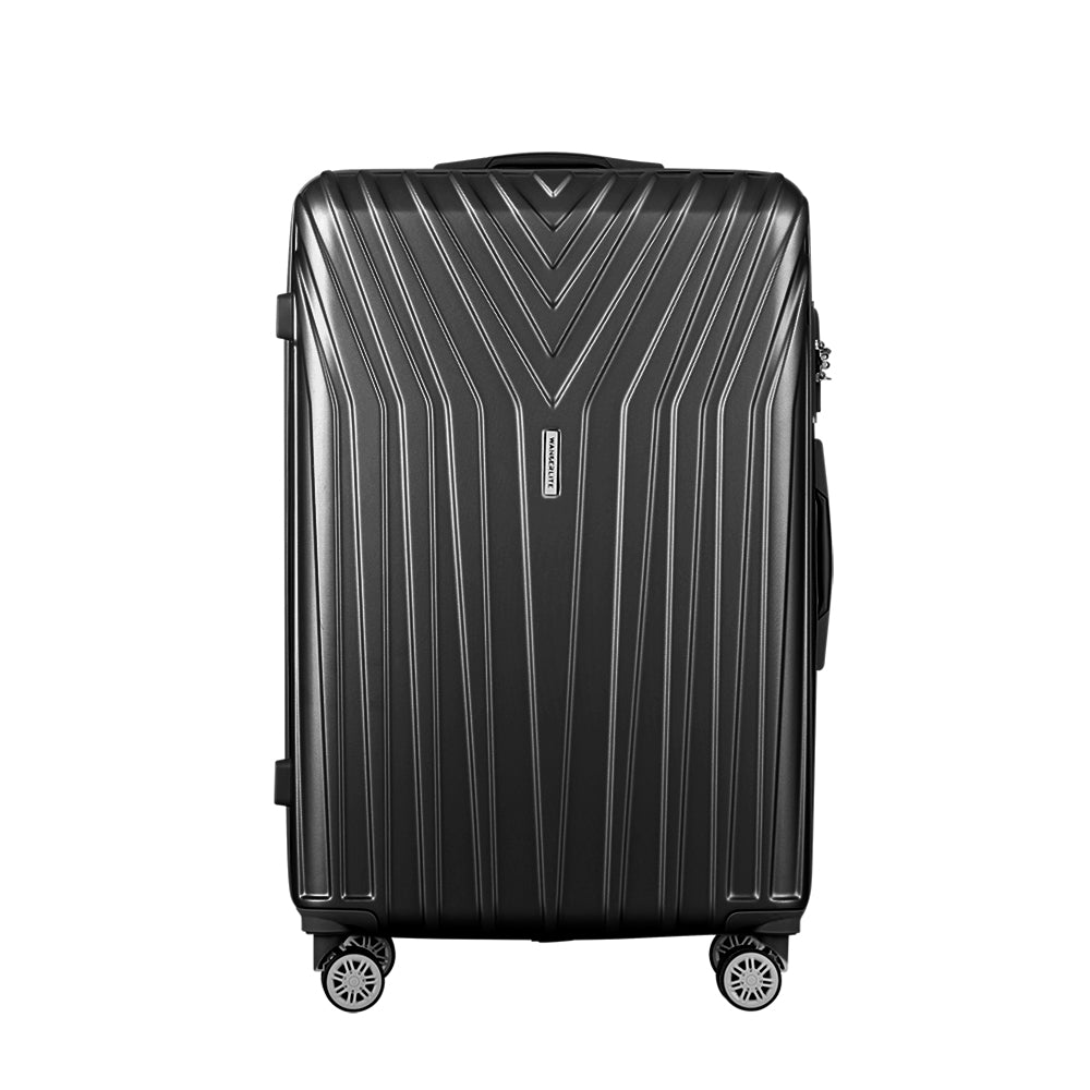 Suitcases: Wanderlite 3 Set Luggage 20-24-28 Inch Suitcase with TSA Lock Carry On Hard Shell Travel Luggage Organiser Case Black