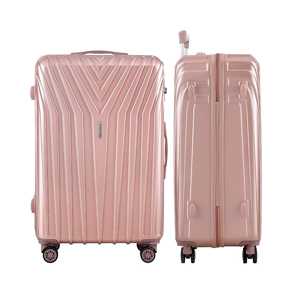 Suitcases: Wanderlite 3 Set Luggage 20-24-28 Inch Suitcase with TSA Lock Carry On Hard Shell Travel Luggage Organiser Case Pink