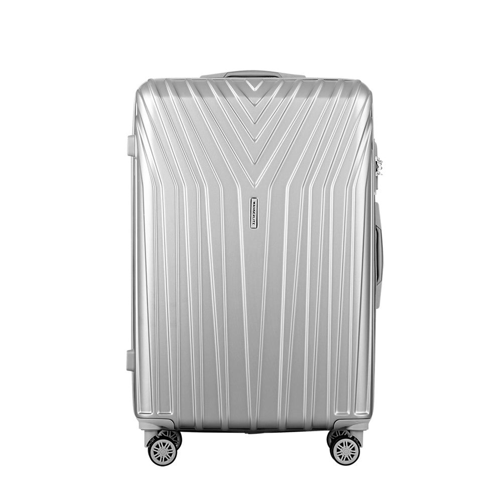 Suitcases: Wanderlite 3 Set Luggage 20-24-28 Inch Suitcase with TSA Lock Carry On Hard Shell Travel Luggage Organiser Case Silver