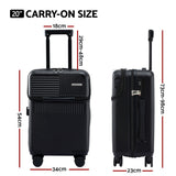 Wanderlite 20" Luggage Suitcase Front Pocket Travel Carry On TSA Black