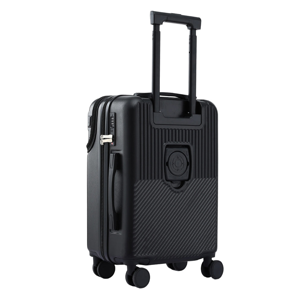 Suitcases: Wanderlite 20" Luggage Suitcase Front Pocket Travel Carry On TSA Black