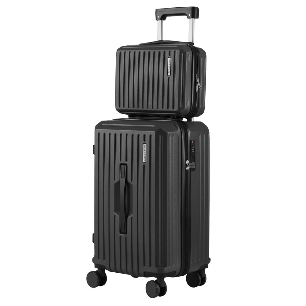 Suitcases: Wanderlite 2pcs Trunk Luggage Suitcase Travel Carry On TSA Lock 12" 20" Black