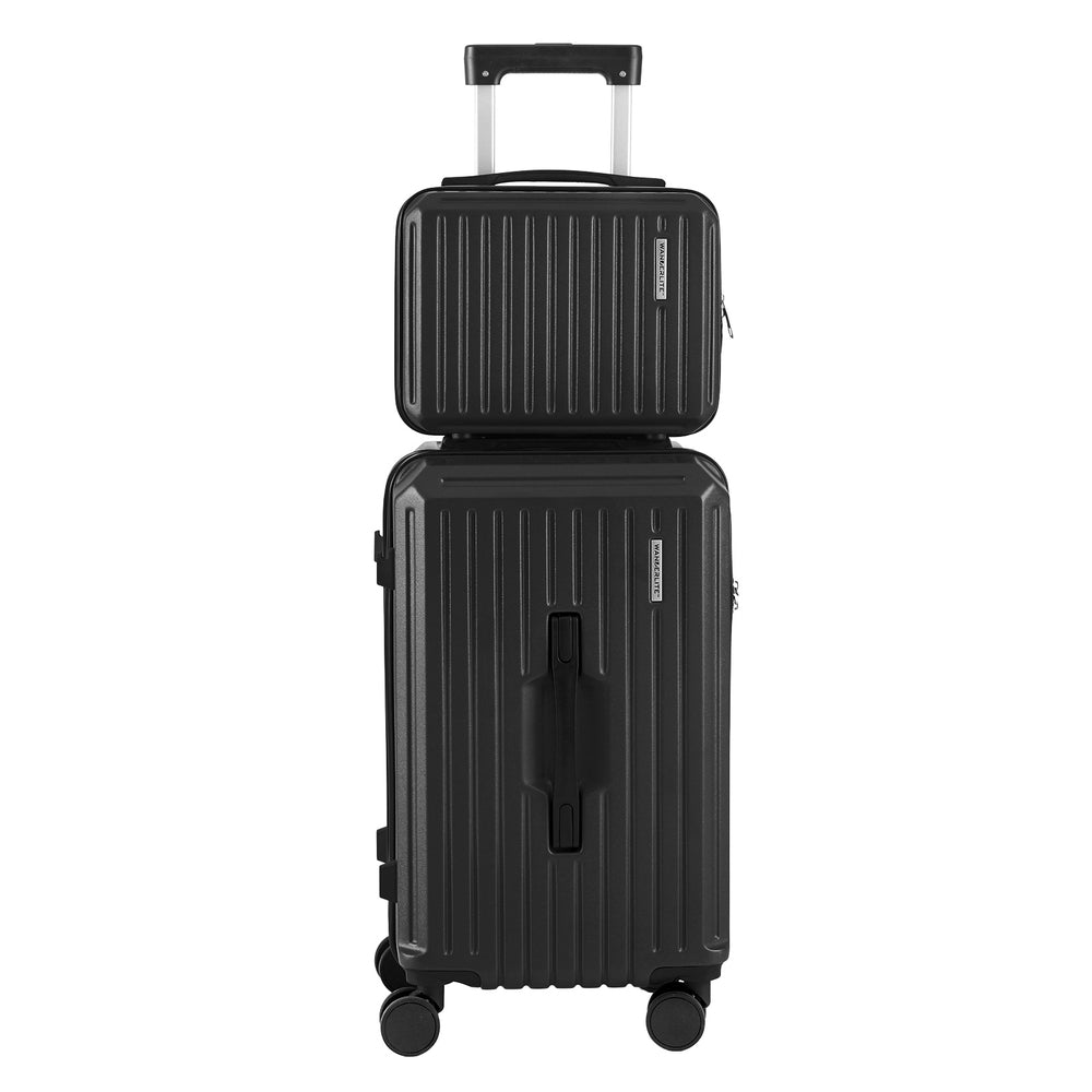 Suitcases: Wanderlite 2pcs Trunk Luggage Suitcase Travel Carry On TSA Lock 12" 20" Black
