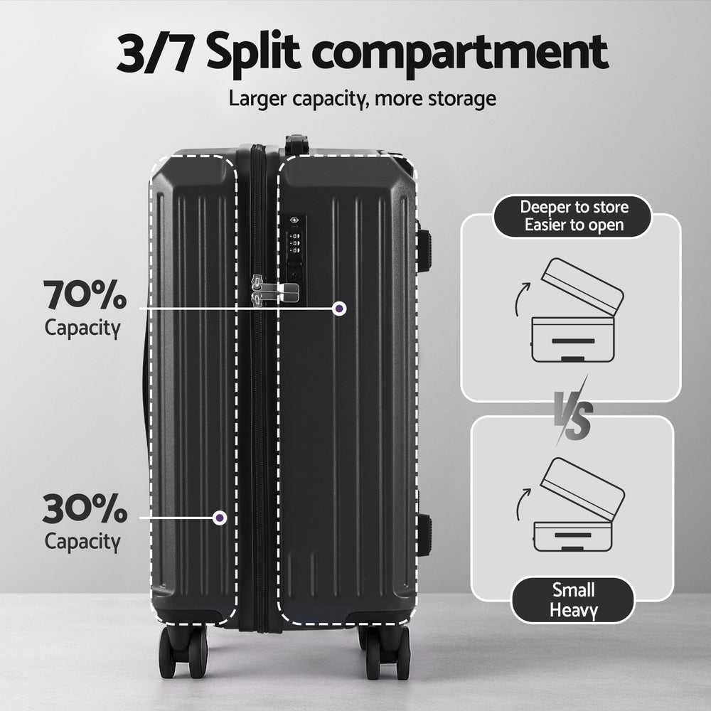 Suitcases: Wanderlite 2pcs Trunk Luggage Suitcase Travel Carry On TSA Lock 12" 20" Black