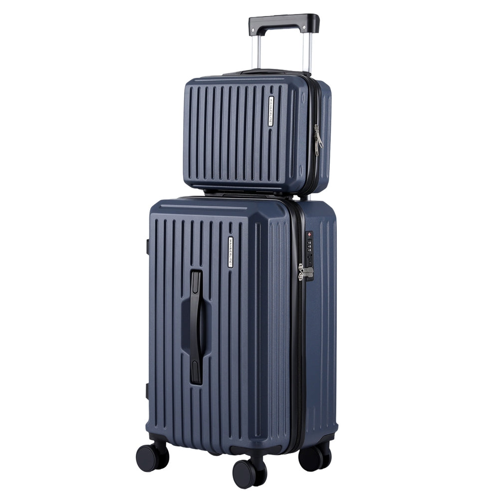 Suitcases: Wanderlite 2pcs Trunk Luggage Suitcase Travel Carry On TSA Lock 12" 20" Navy