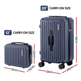 Wanderlite 2pcs Trunk Luggage Suitcase Travel Carry On TSA Lock 12" 20" Navy