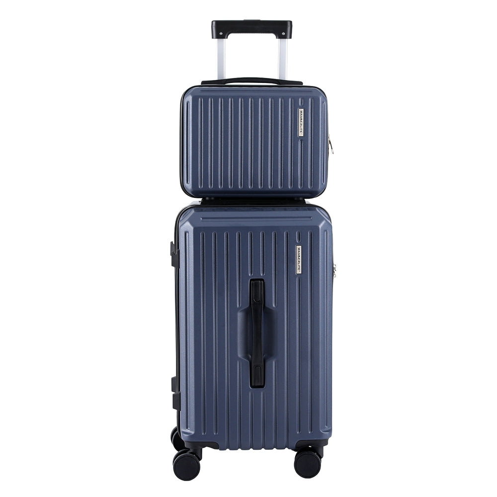 Suitcases: Wanderlite 2pcs Trunk Luggage Suitcase Travel Carry On TSA Lock 12" 20" Navy