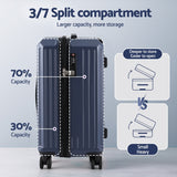 Wanderlite 2pcs Trunk Luggage Suitcase Travel Carry On TSA Lock 12" 20" Navy