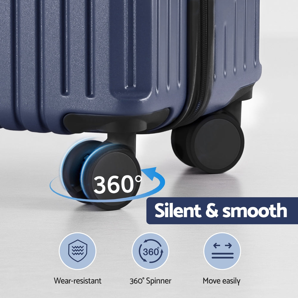 Suitcases: Wanderlite 2pcs Trunk Luggage Suitcase Travel Carry On TSA Lock 12" 20" Navy