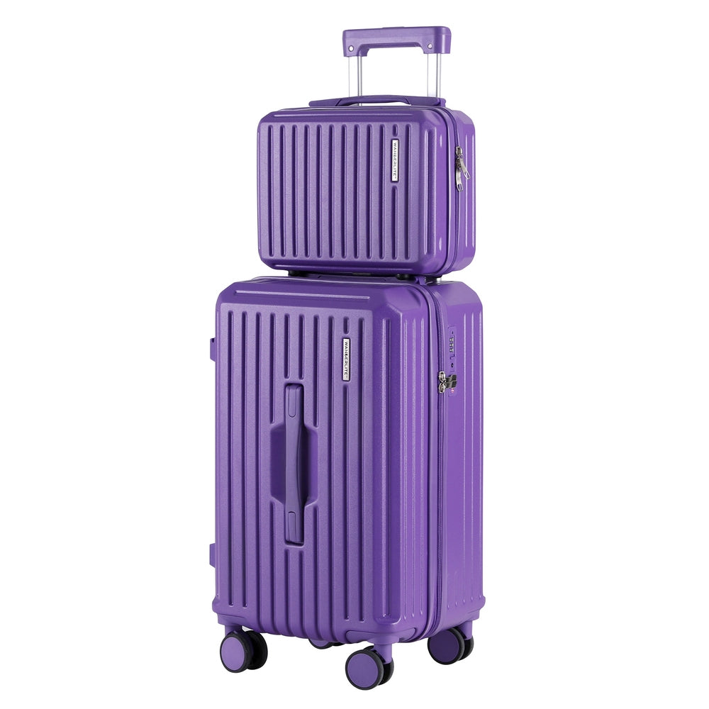 Suitcases: Wanderlite 2pcs Trunk Luggage Suitcase Travel Carry On TSA Lock 12" 20" Purple