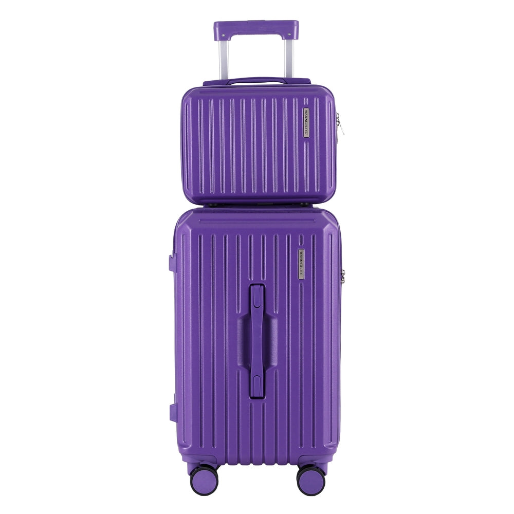 Suitcases: Wanderlite 2pcs Trunk Luggage Suitcase Travel Carry On TSA Lock 12" 20" Purple