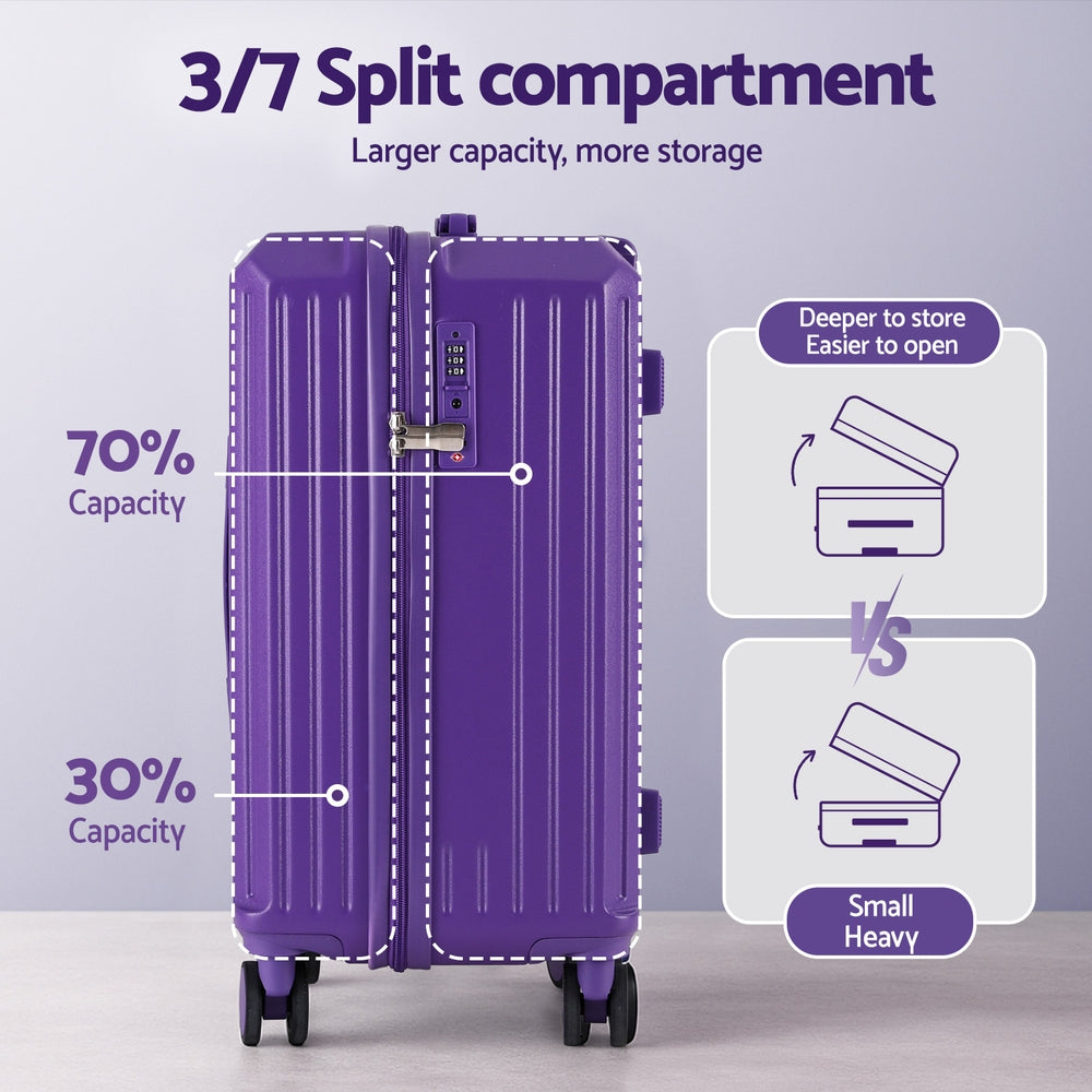 Suitcases: Wanderlite 2pcs Trunk Luggage Suitcase Travel Carry On TSA Lock 12" 20" Purple
