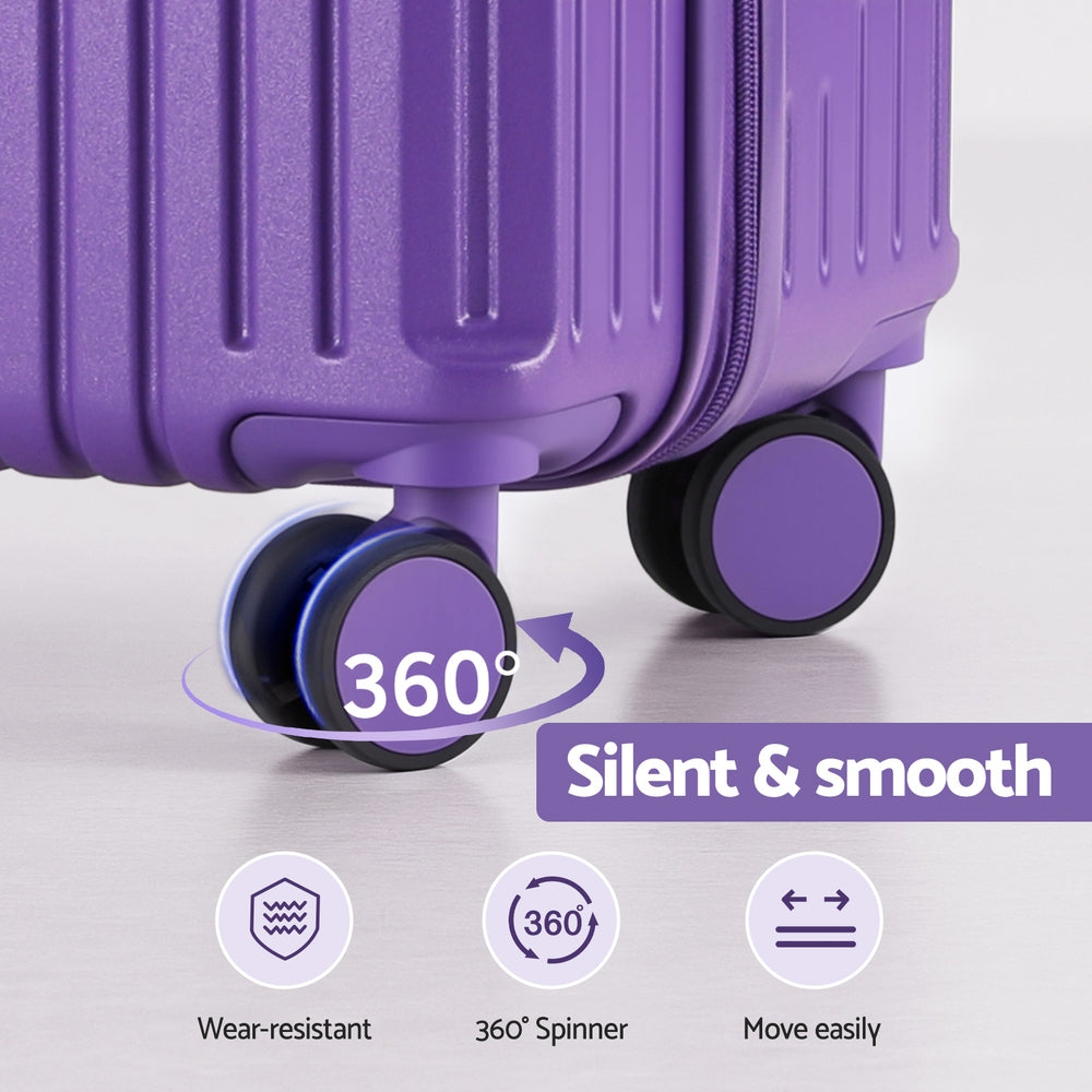 Suitcases: Wanderlite 2pcs Trunk Luggage Suitcase Travel Carry On TSA Lock 12" 20" Purple