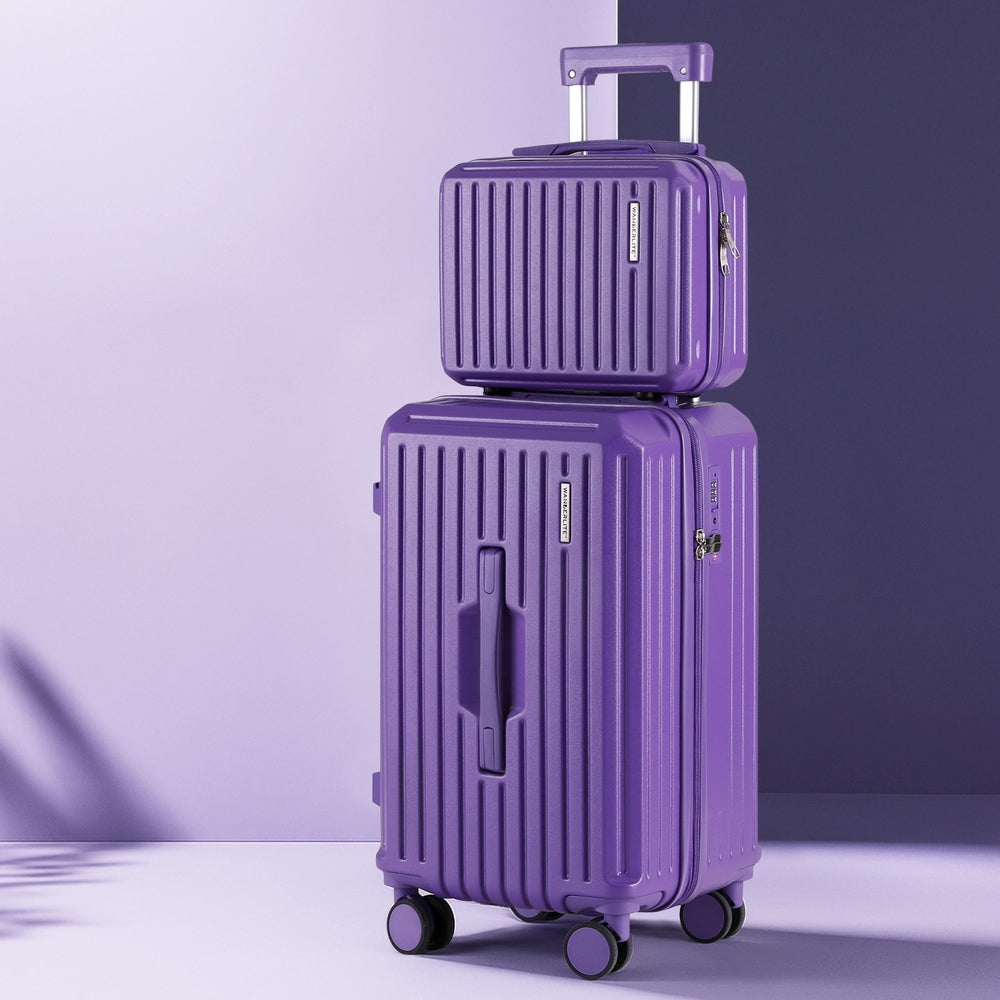 Suitcases: Wanderlite 2pcs Trunk Luggage Suitcase Travel Carry On TSA Lock 12" 20" Purple