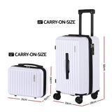 Suitcases: Wanderlite 2pcs Trunk Luggage Suitcase Travel Carry On TSA Lock 12" 20" White