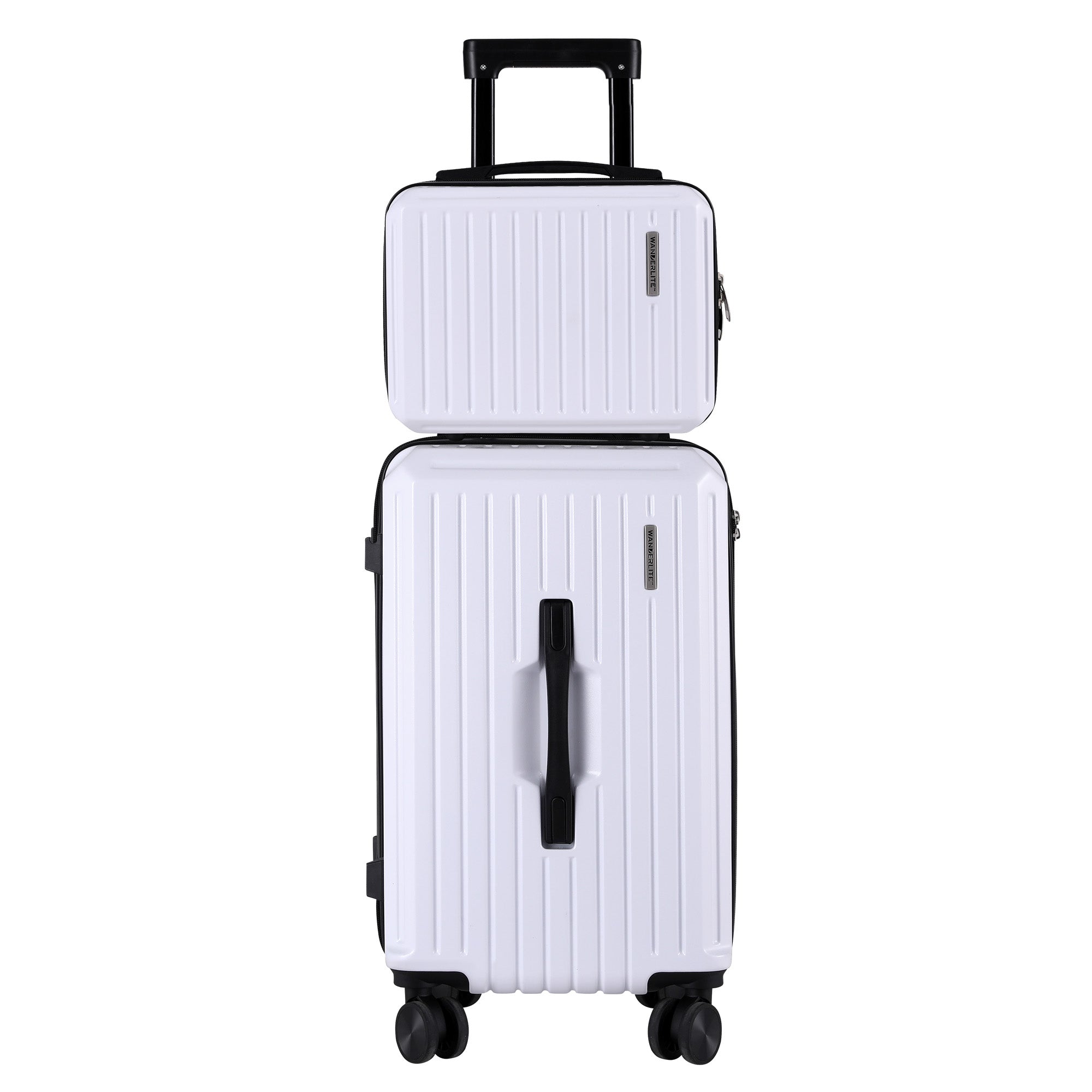 Suitcases: Wanderlite 2pcs Trunk Luggage Suitcase Travel Carry On TSA Lock 12" 20" White