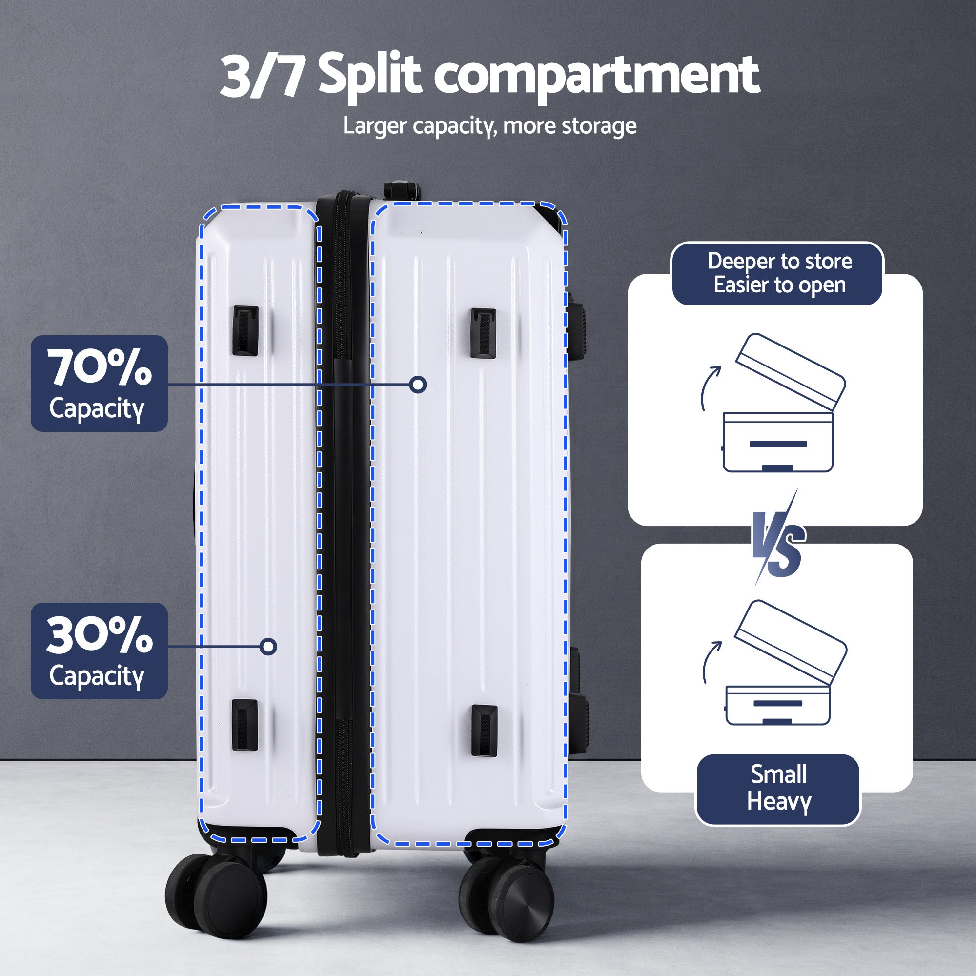 Suitcases: Wanderlite 2pcs Trunk Luggage Suitcase Travel Carry On TSA Lock 12" 20" White