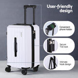Suitcases: Wanderlite 2pcs Trunk Luggage Suitcase Travel Carry On TSA Lock 12" 20" White