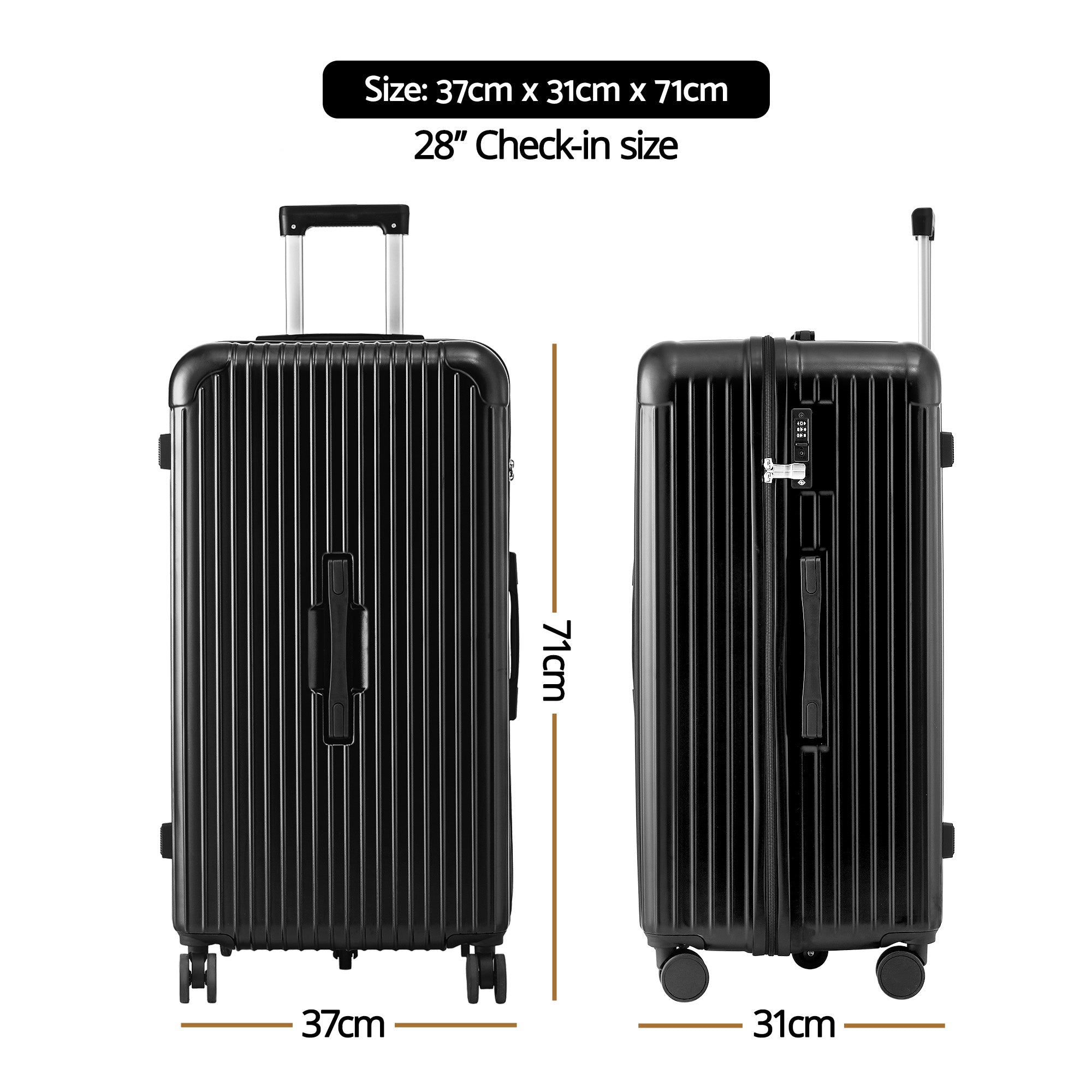 Suitcases: Wanderlite 28" Trunk Luggage Suitcase Travel 5 Wheels Type-C Port TSA Black