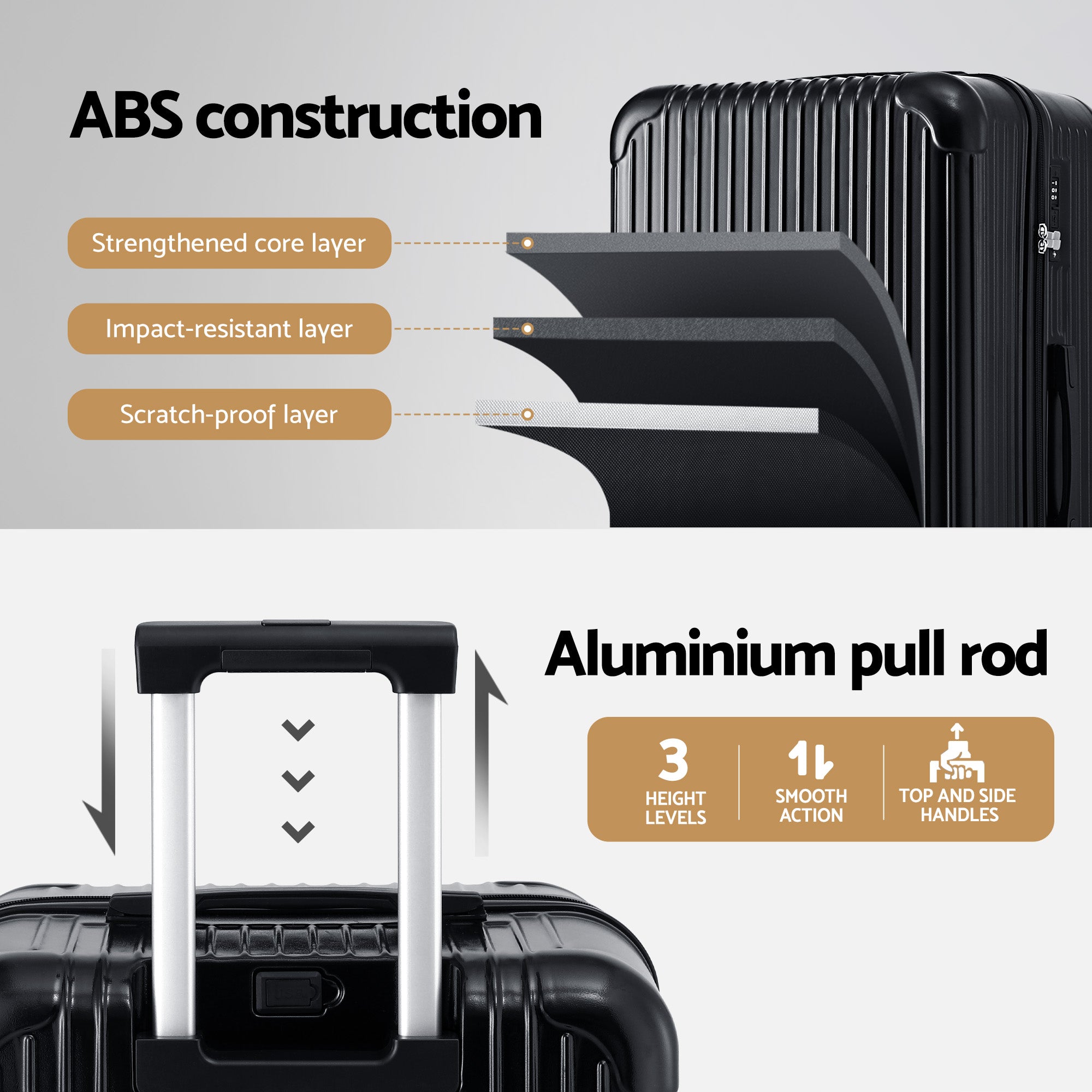 Suitcases: Wanderlite 28" Trunk Luggage Suitcase Travel 5 Wheels Type-C Port TSA Black