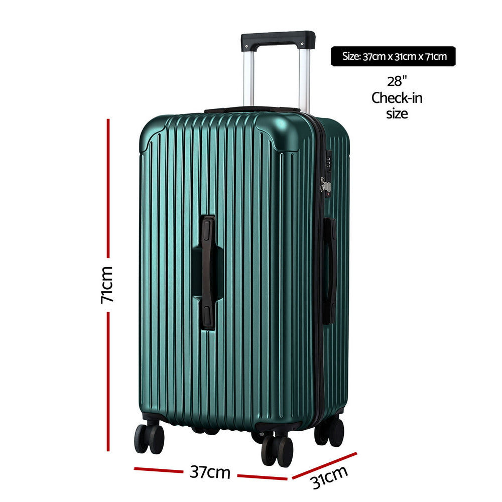 Safes & Lock Boxes: Wanderlite 28" Trunk Luggage Suitcase Travel 5 Wheels Type-C Port TSA Green