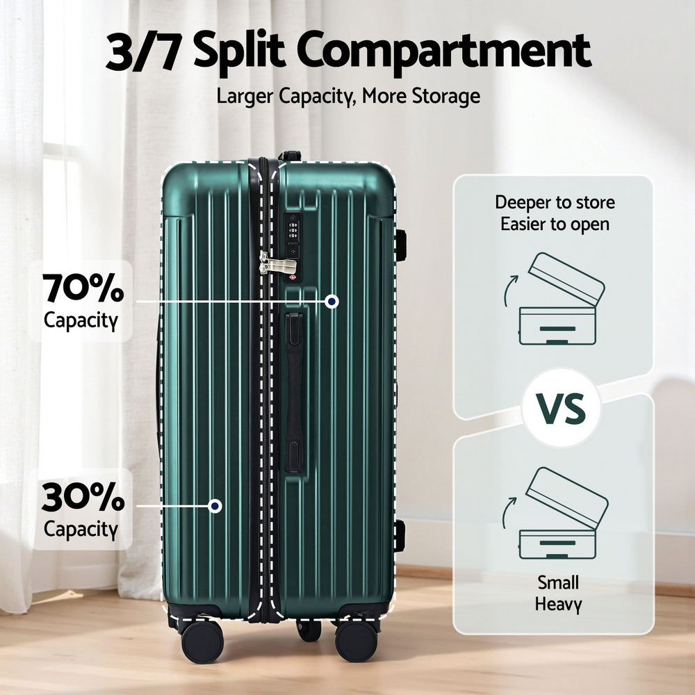 Safes & Lock Boxes: Wanderlite 28" Trunk Luggage Suitcase Travel 5 Wheels Type-C Port TSA Green