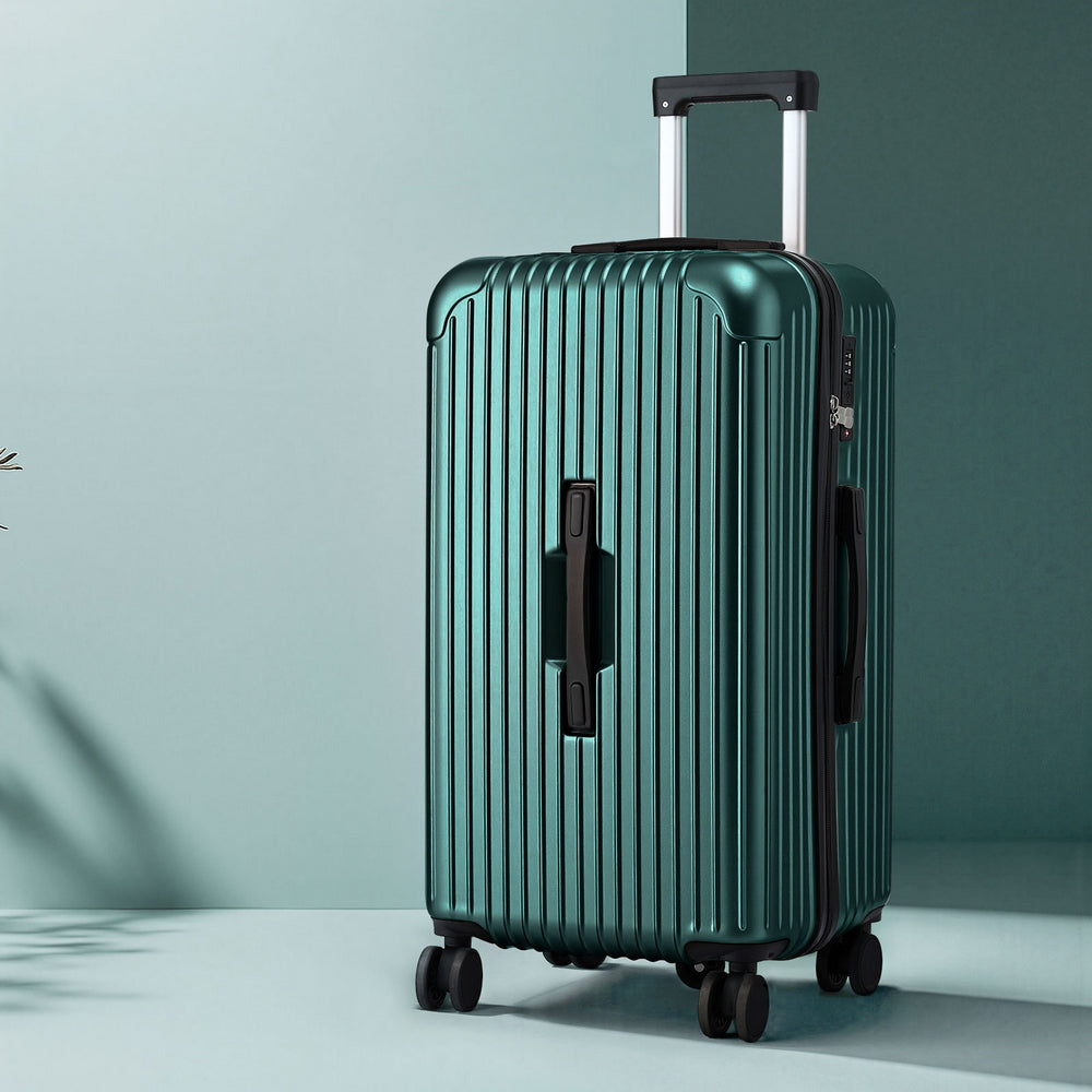 Safes & Lock Boxes: Wanderlite 28" Trunk Luggage Suitcase Travel 5 Wheels Type-C Port TSA Green