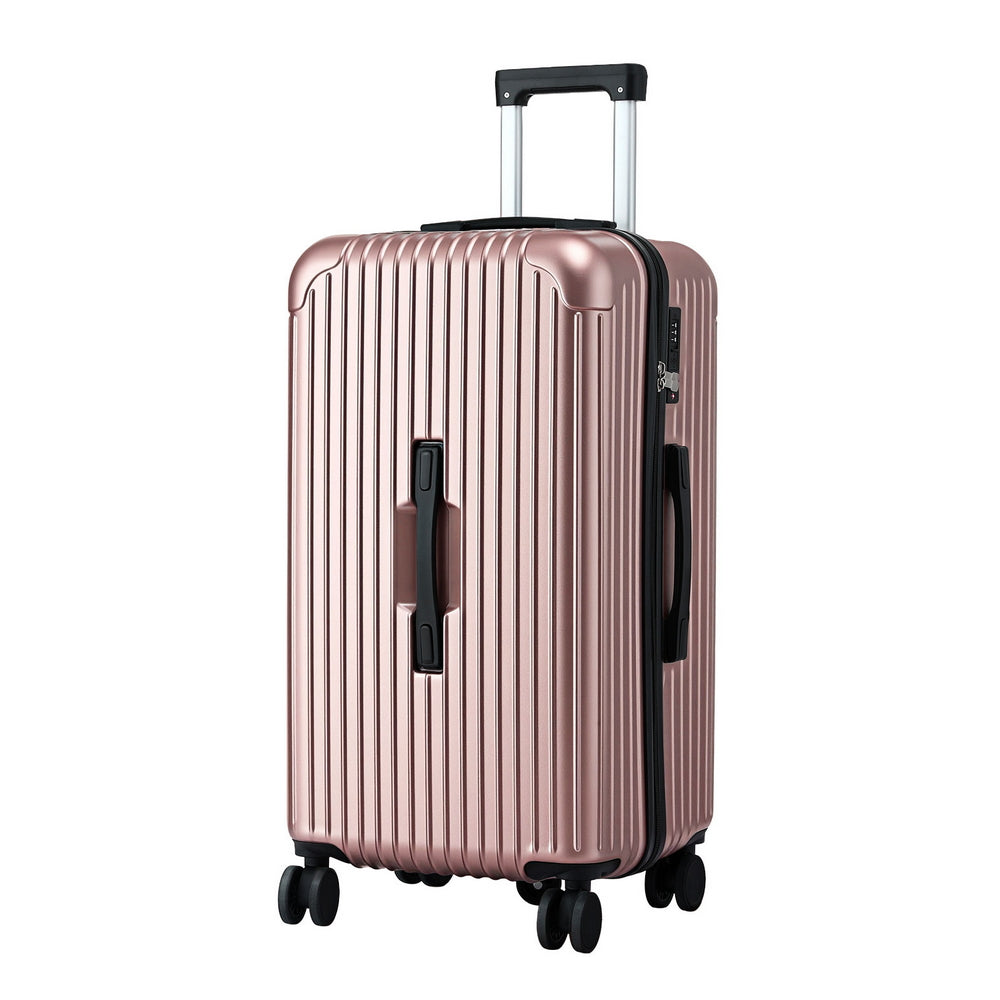 Safes & Lock Boxes: Wanderlite 28" Trunk Luggage Suitcase Travel 5 Wheels Type-C Port TSA Rose Gold
