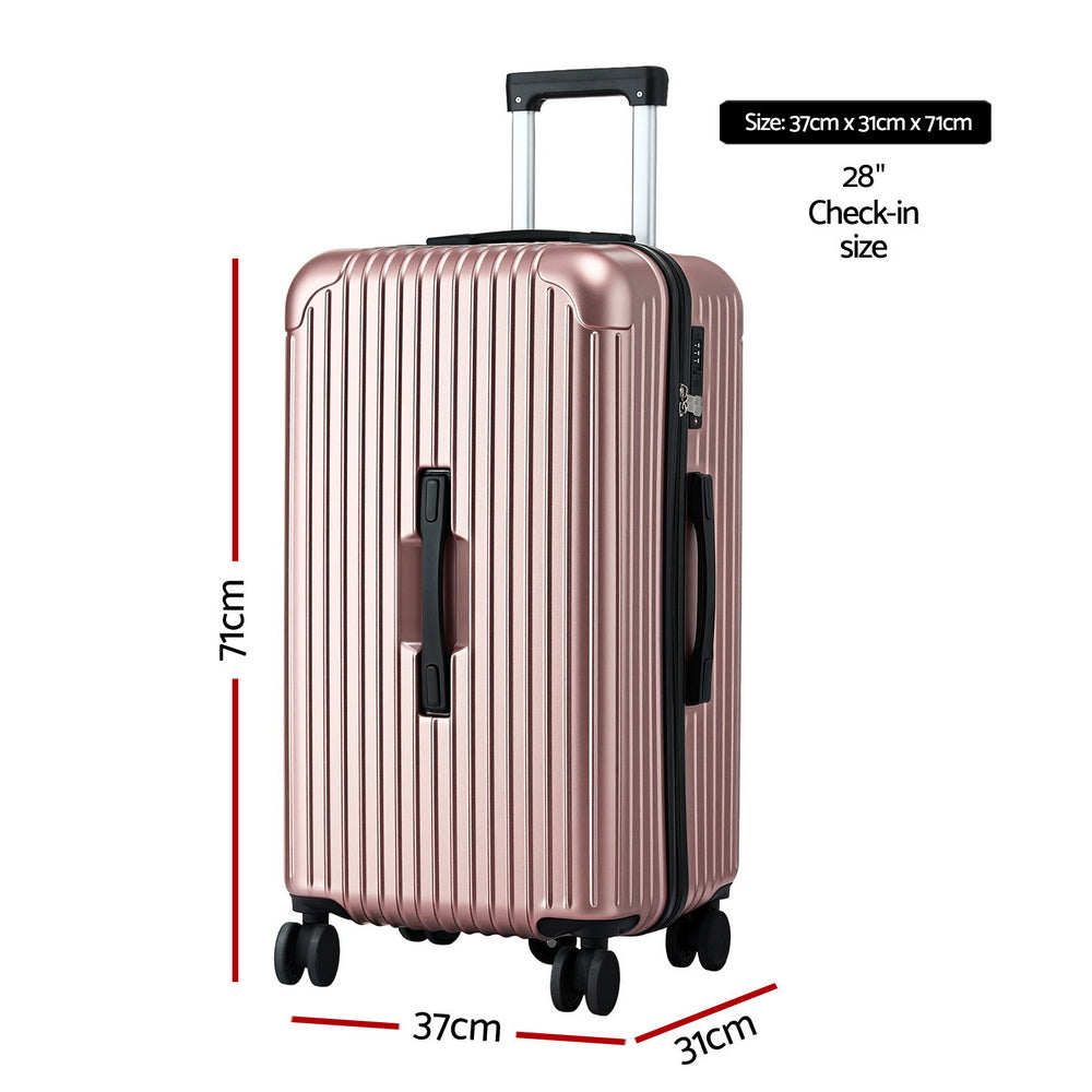 Safes & Lock Boxes: Wanderlite 28" Trunk Luggage Suitcase Travel 5 Wheels Type-C Port TSA Rose Gold