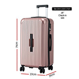 Safes & Lock Boxes: Wanderlite 28" Trunk Luggage Suitcase Travel 5 Wheels Type-C Port TSA Rose Gold