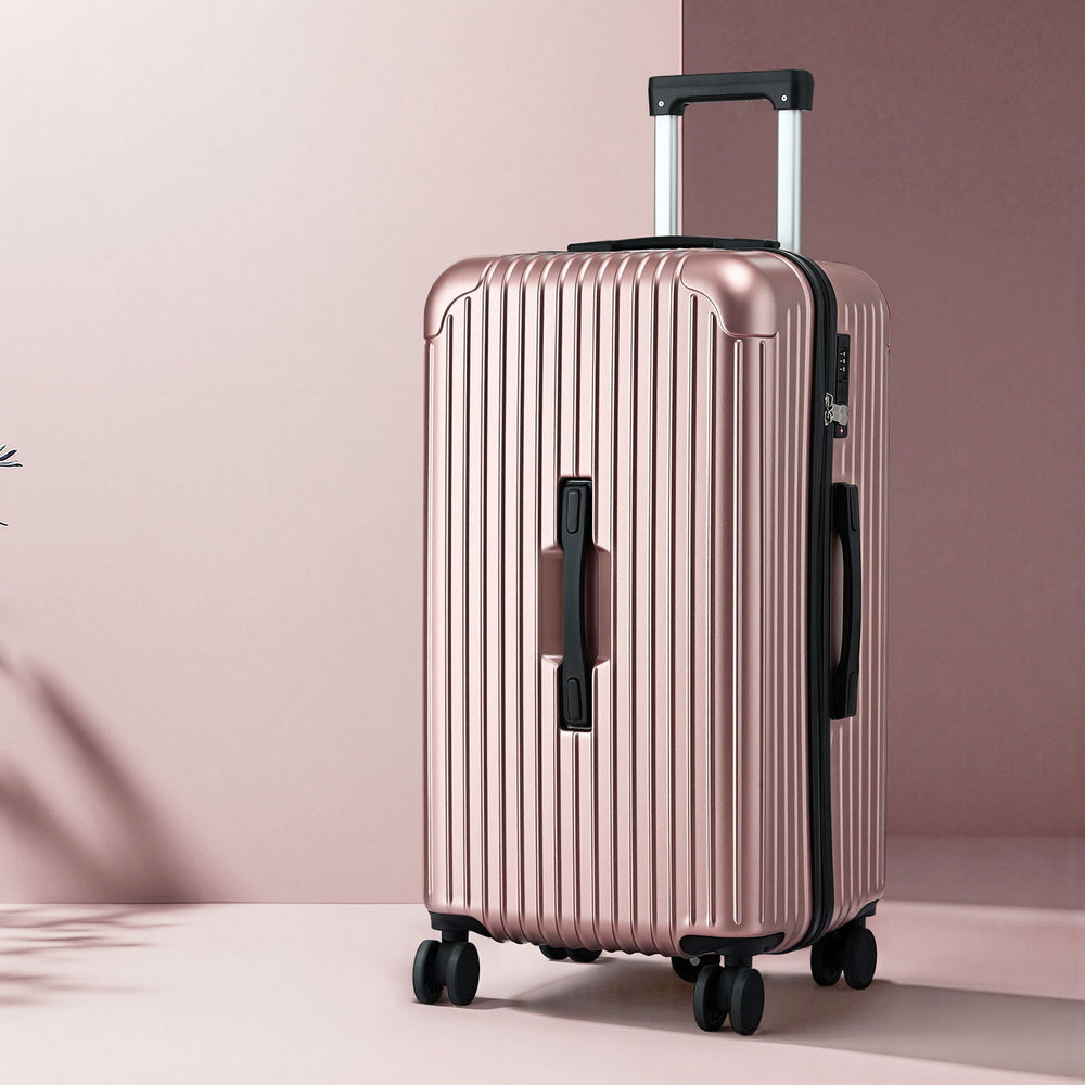 Safes & Lock Boxes: Wanderlite 28" Trunk Luggage Suitcase Travel 5 Wheels Type-C Port TSA Rose Gold