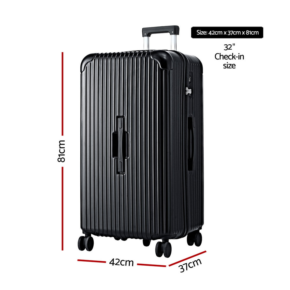 Safes & Lock Boxes: Wanderlite 32" Trunk Luggage Suitcase Travel 5 Wheels Type-C Port TSA Black