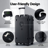 Safes & Lock Boxes: Wanderlite 32" Trunk Luggage Suitcase Travel 5 Wheels Type-C Port TSA Black