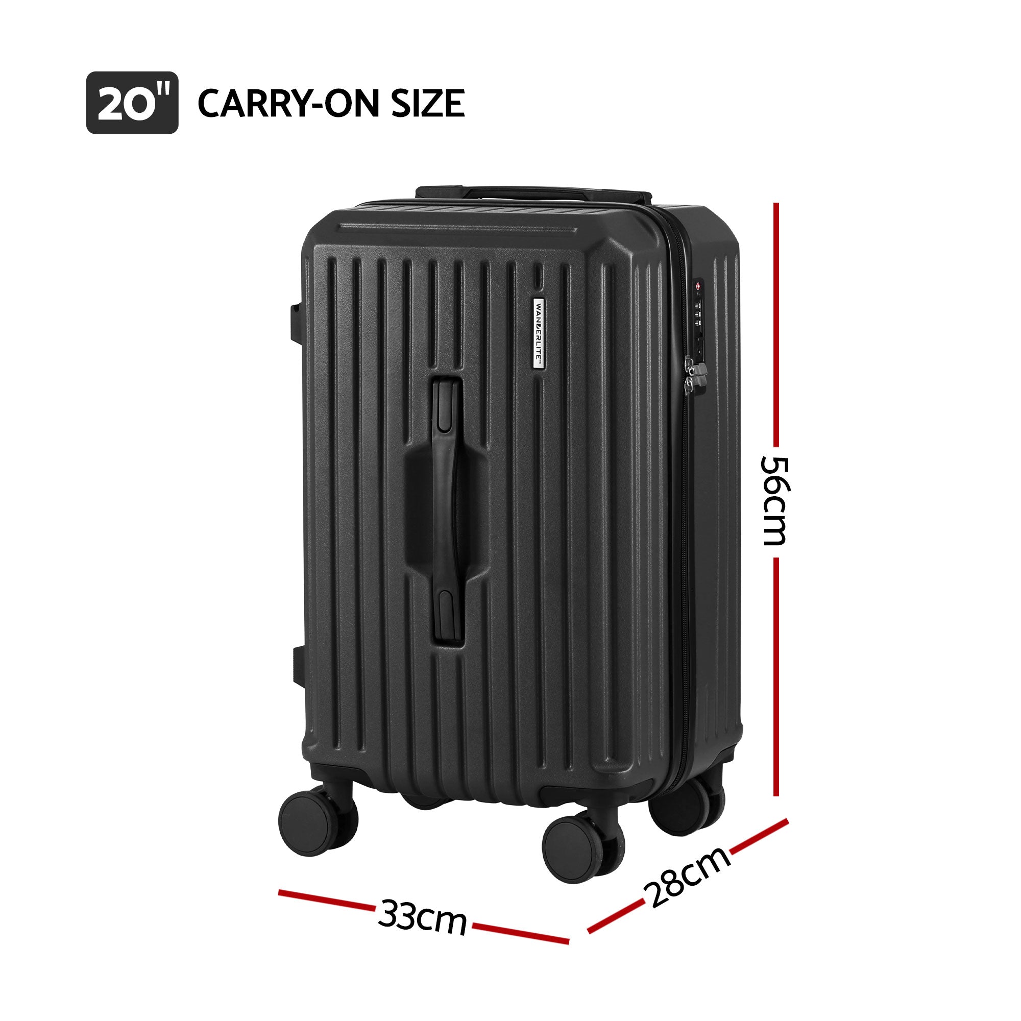Suitcases: Wanderlite 20" Trunk Luggage Suitcase Travel Carry On TSA Lock Black