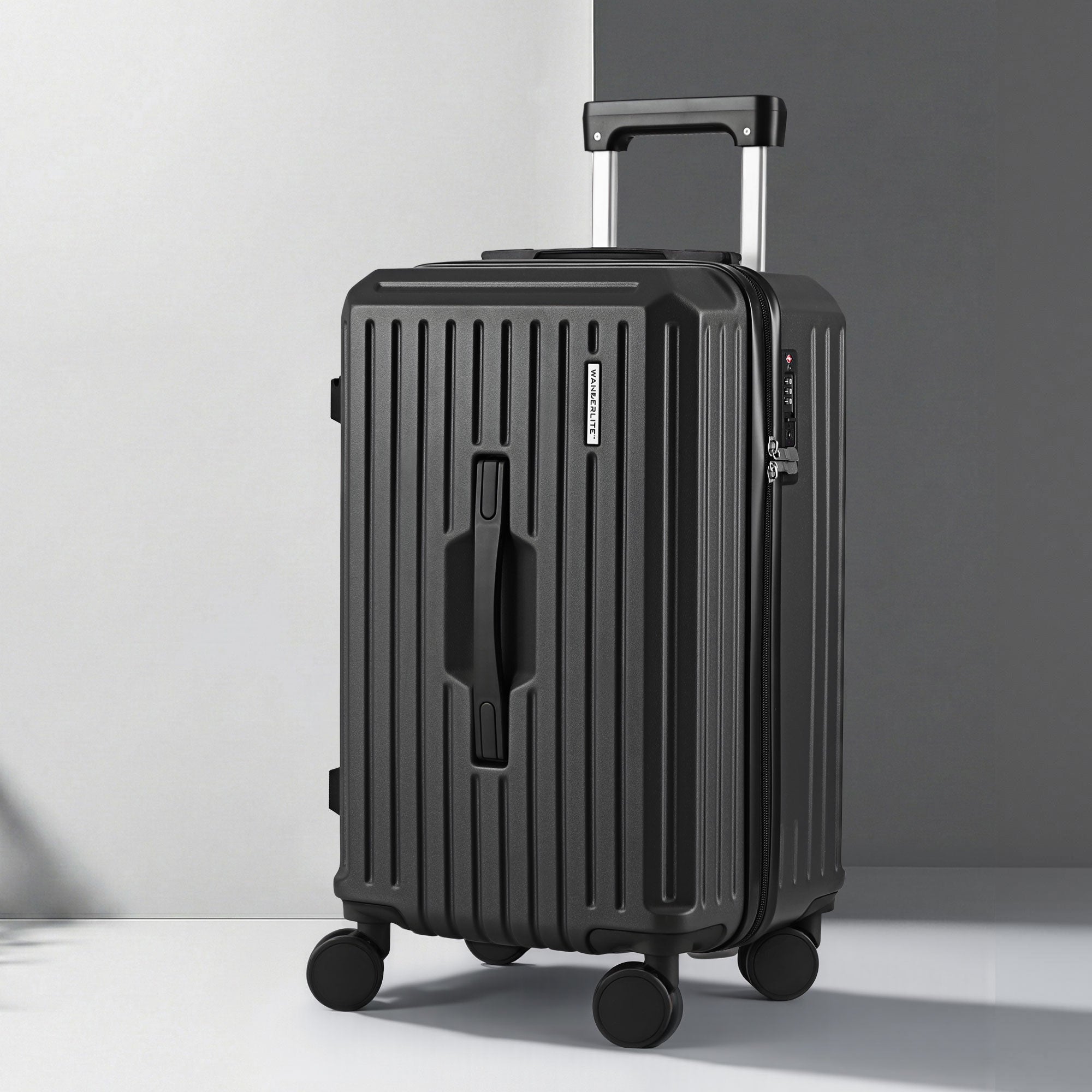 Suitcases: Wanderlite 20" Trunk Luggage Suitcase Travel Carry On TSA Lock Black