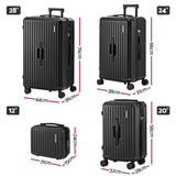 Suitcases: Wanderlite 4pcs Trunk Luggage Suitcase Set Travel Carry On TSA Lock Black