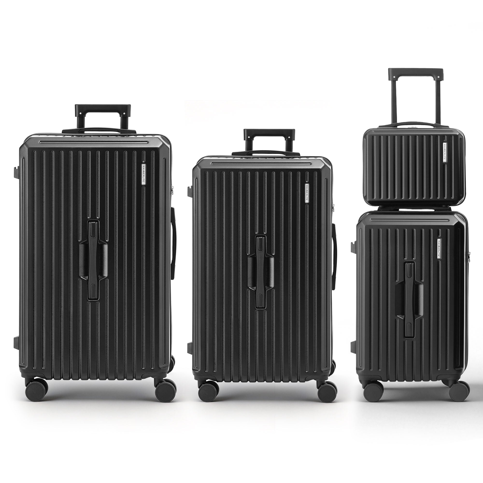 Suitcases: Wanderlite 4pcs Trunk Luggage Suitcase Set Travel Carry On TSA Lock Black