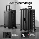 Suitcases: Wanderlite 4pcs Trunk Luggage Suitcase Set Travel Carry On TSA Lock Black