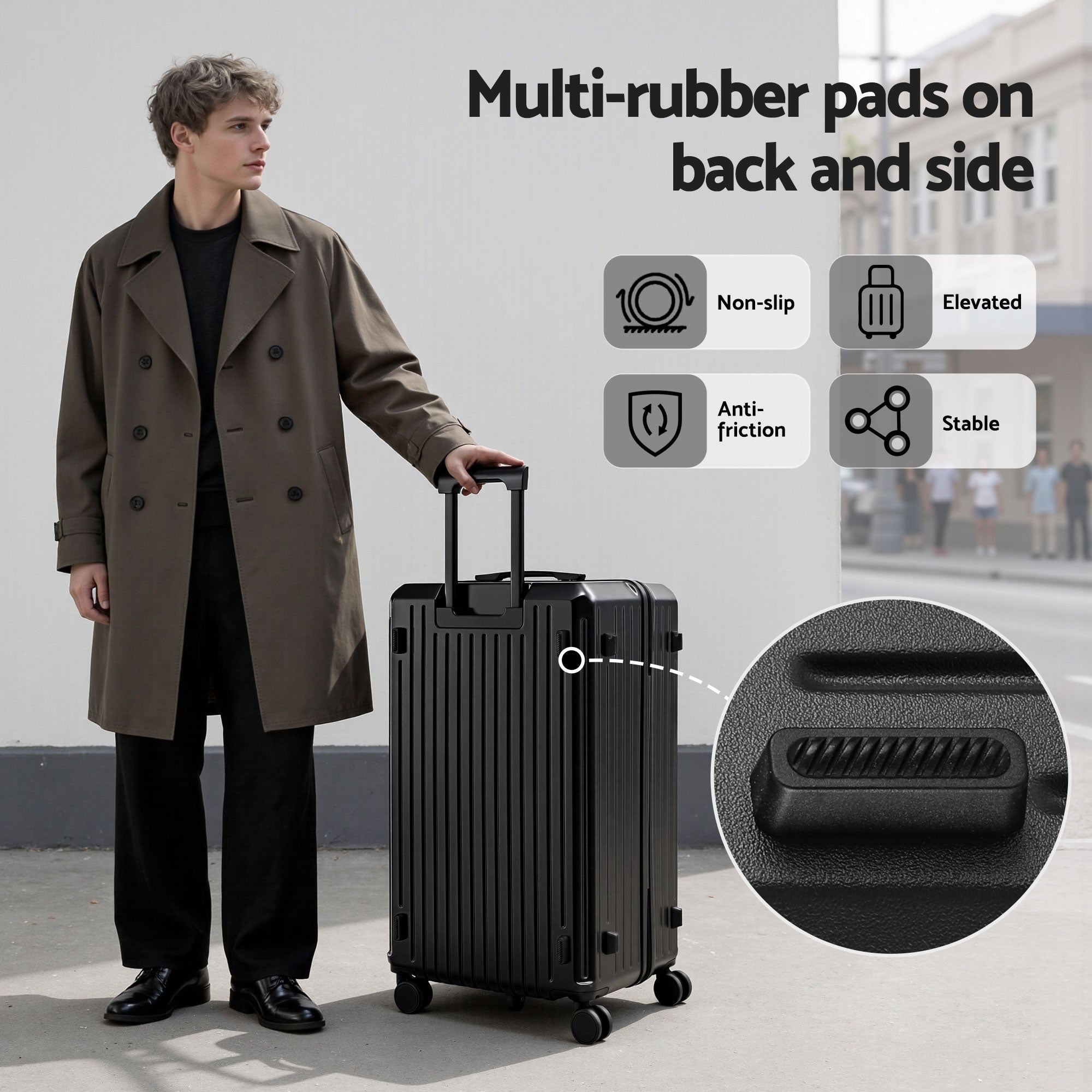 Suitcases: Wanderlite 4pcs Trunk Luggage Suitcase Set Travel Carry On TSA Lock Black