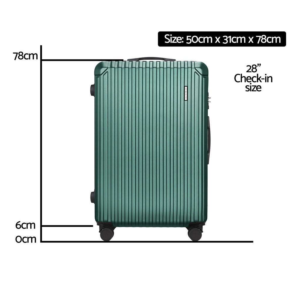 Safes & Lock Boxes: Wanderlite 28'' Luggage Travel Suitcase Set TSA Carry On Hard Case Green